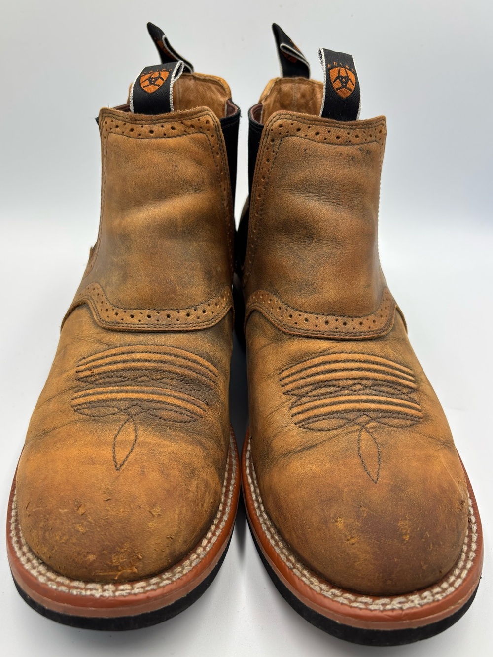 Ariat Mens 9 D Brown Leather Wingtip Brogue Romeo Chelsea Ankle Boots 39429